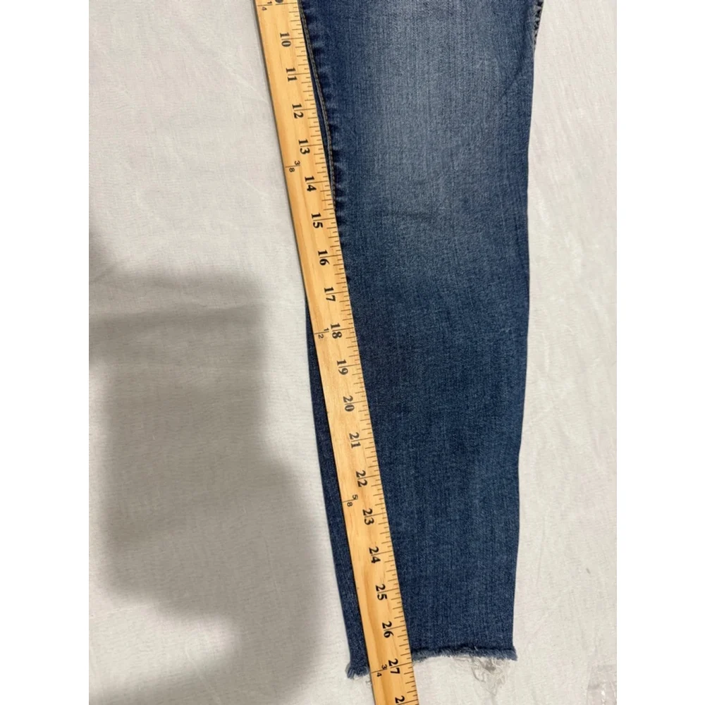 Kut from the Kloth High Rise Frayed-Hem Blue Denim Skinny Jeans Size 12